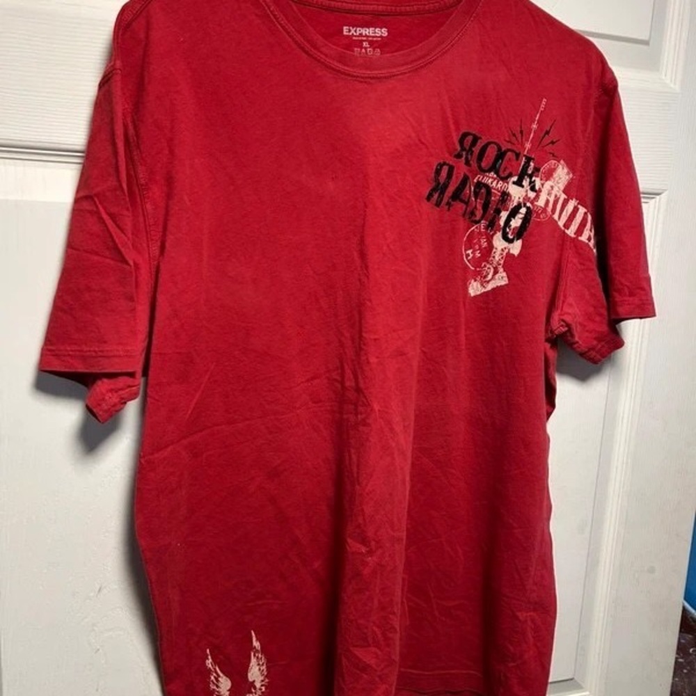 Express Men's Red Graphic T-Shirt
